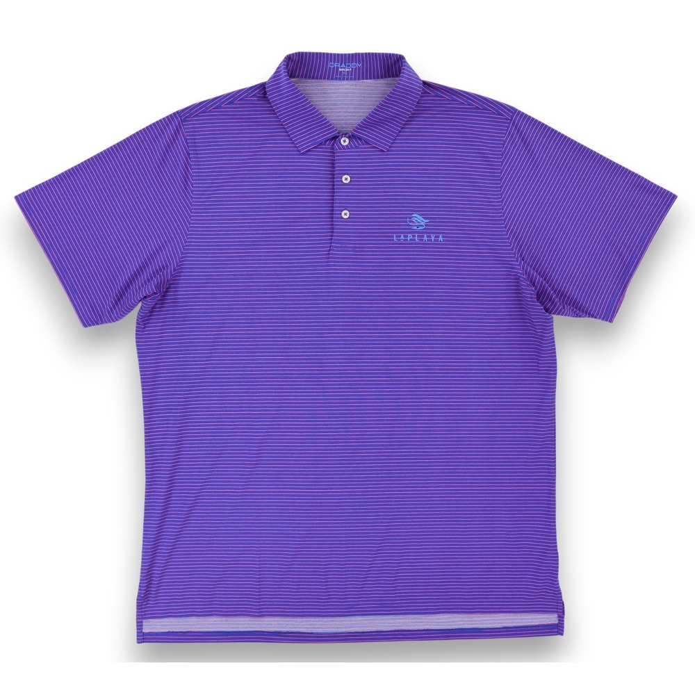 B Draddy Sport Golf Polo Shirt Mens XL Blue Pink Stripes LaPlaya Golf Resort